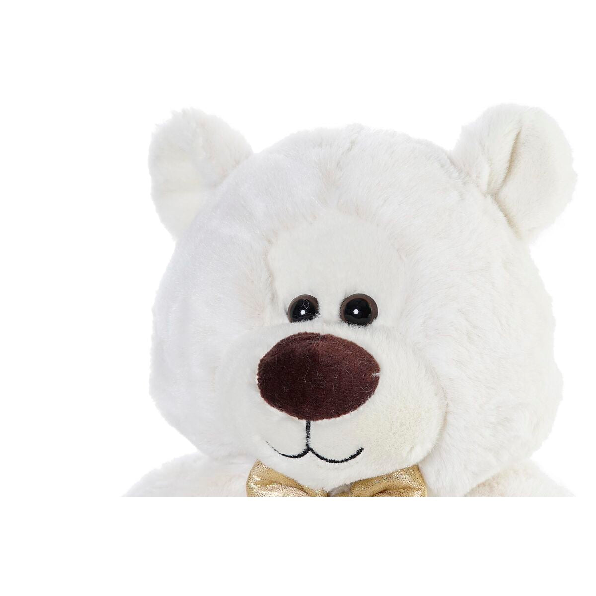 Ours en peluche DKD Home Decor Nœud papillon Doré Polyester Blanc Enfant Ours