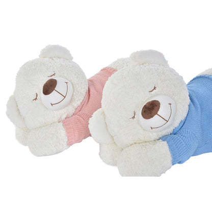 Ours en peluche DKD Home Decor Bleu Rose Polyester Blanc Enfant Allongé (2 Unités)