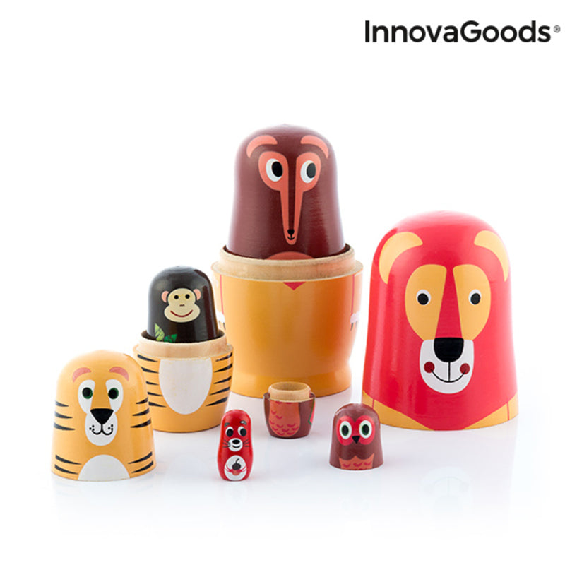 Poupée russe en bois avec figurines d'animaux Funimals InnovaGoods 11 Pièces