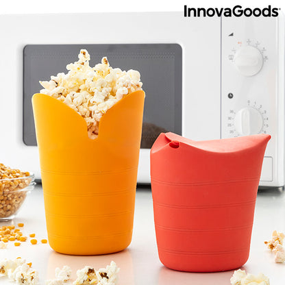 Bols à Pop-corn Pliables en Silicone Popbox InnovaGoods (Pack de 2)