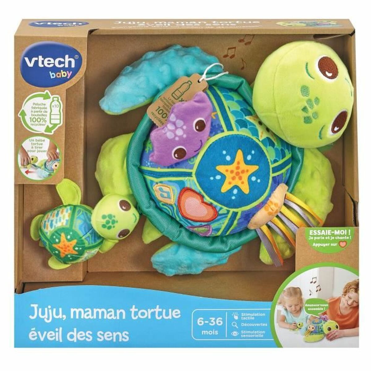 Jouet Peluche Vtech Baby Juju, Maman tortue + Bébé - Musical