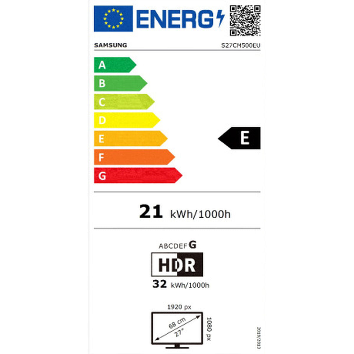 Écran Samsung LS27CM500EUXEN 27" LED HDR10 VA Flicker free 60 Hz 50-60  Hz