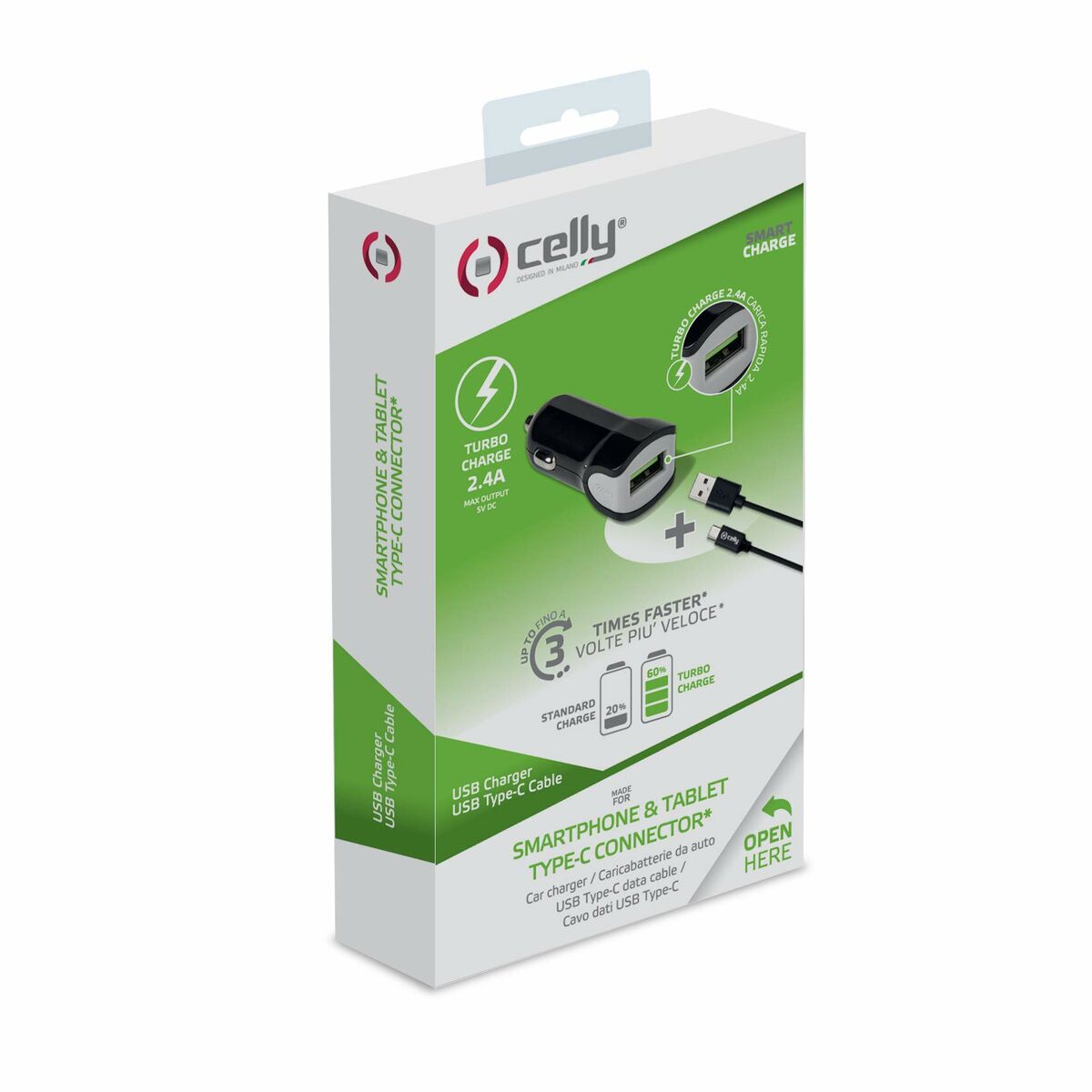 Chargeur de voiture Celly Noir 12 W