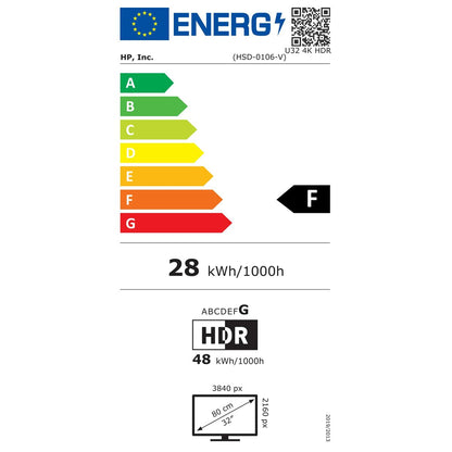 Écran HP U32 (368Y5E9) 31,5" IPS 50-60  Hz