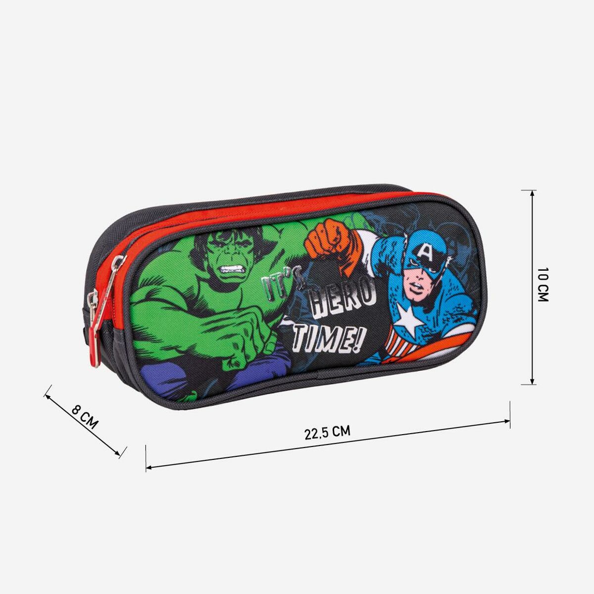 Trousse Fourre-Tout Double The Avengers 22,5 x 8 x 10 cm Noir