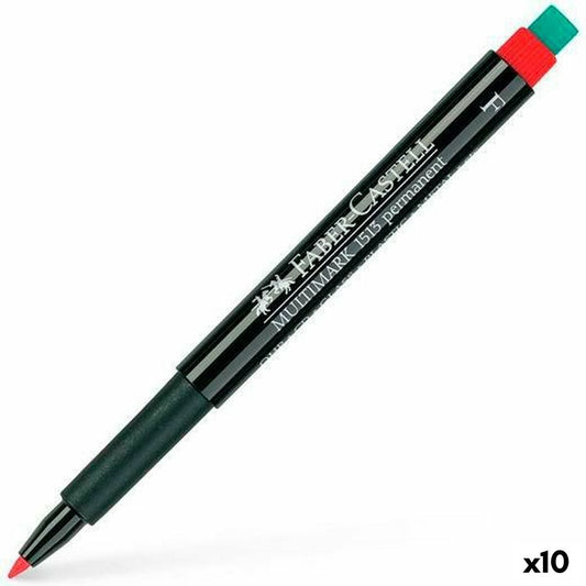 Marqueur permanent Faber-Castell Multimark 1513 F Rouge 0,6 mm (10 Unités)