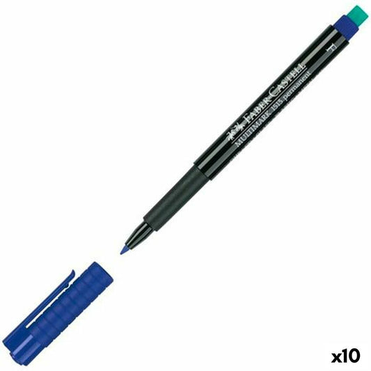 Marqueur permanent Faber-Castell Multimark Bleu (10 Unités)