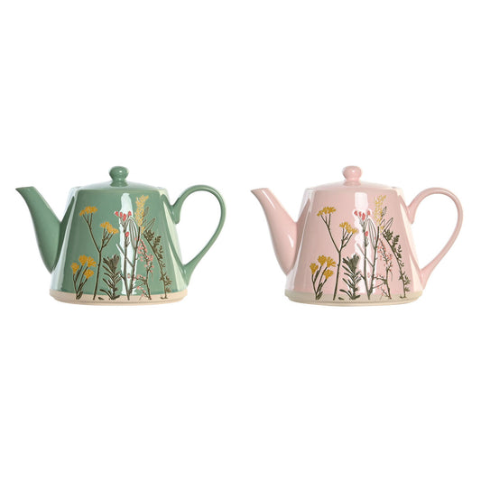 Théière DKD Home Decor Rose Vert Grès (2 Unités)