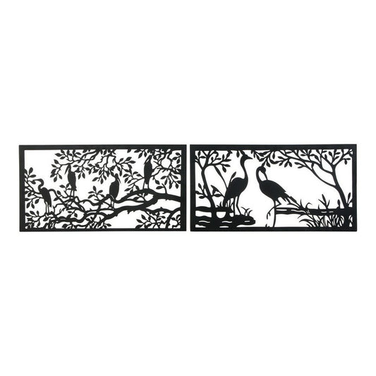 Figurine Décorative DKD Home Decor 96 x 1 x 50 cm Noir Oiseaux (2 Unités)