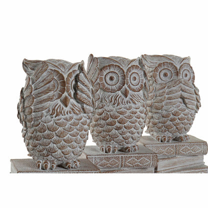 Figurine Décorative DKD Home Decor Blanc Hibou Décapé 11 x 11 x 20 cm (3 Unités)