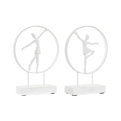 Figurine Décorative DKD Home Decor 23 x 9 x 33 cm Blanc Danseuse Classique (2 Unités)