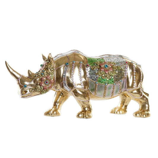 Figurine Décorative DKD Home Decor Doré Résine Multicouleur Rhinocéros (55 x 17,5 x 25 cm)