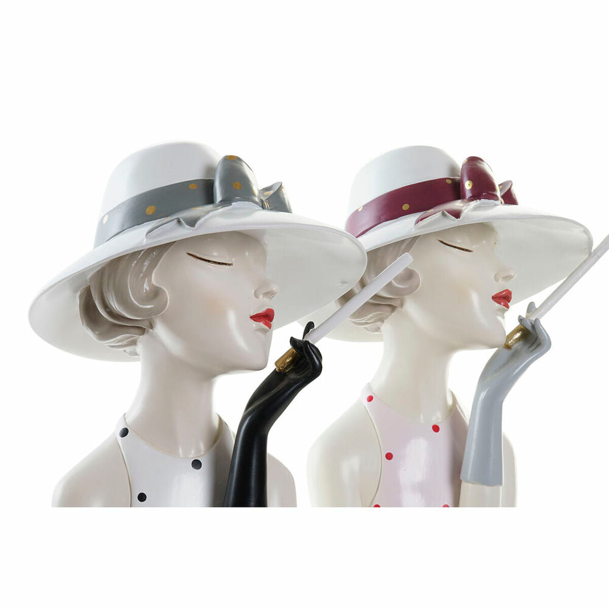 Figurine Décorative DKD Home Decor 18,5 x 15 x 31 cm Femme Rose Blanc (2 Unités)