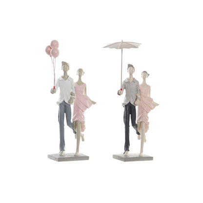 Figurine Décorative DKD Home Decor Gris Rose 18 x 10 x 37 cm Couple (2 Unités)