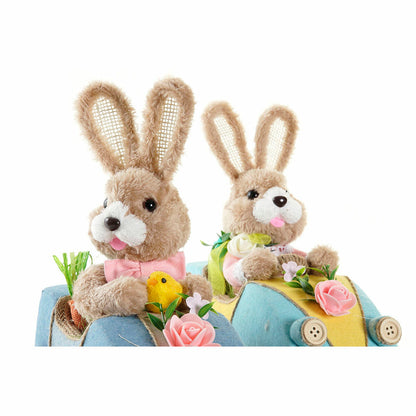 Figurine Décorative DKD Home Decor 23 x 15 x 29 cm Bleu Rose Marron Lapin (2 Unités)