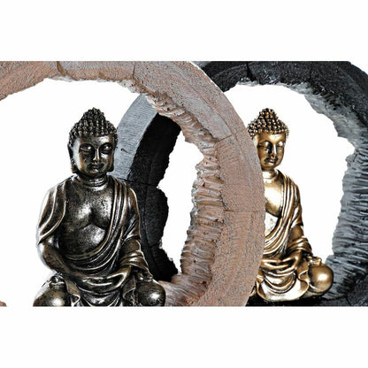 Figurine Décorative DKD Home Decor Noir Doré Buda Oriental 20,8 x 6 x 18,5 cm (2 Unités)