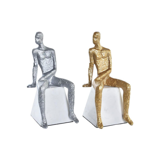 Figurine Décorative DKD Home Decor 11 x 12 x 28 cm Argenté Noir Blanc Homme (2 Unités)