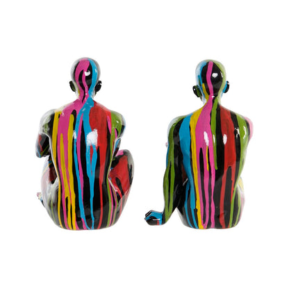 Figurine Décorative DKD Home Decor 25,5 x 14 x 21,5 cm Noir Multicouleur (2 Unités)