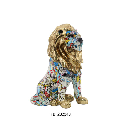 Figurine Décorative DKD Home Decor Doré Lion Résine Multicouleur Moderne (21 x 14,5 x 27 cm) (15 x 21 x 27 cm)