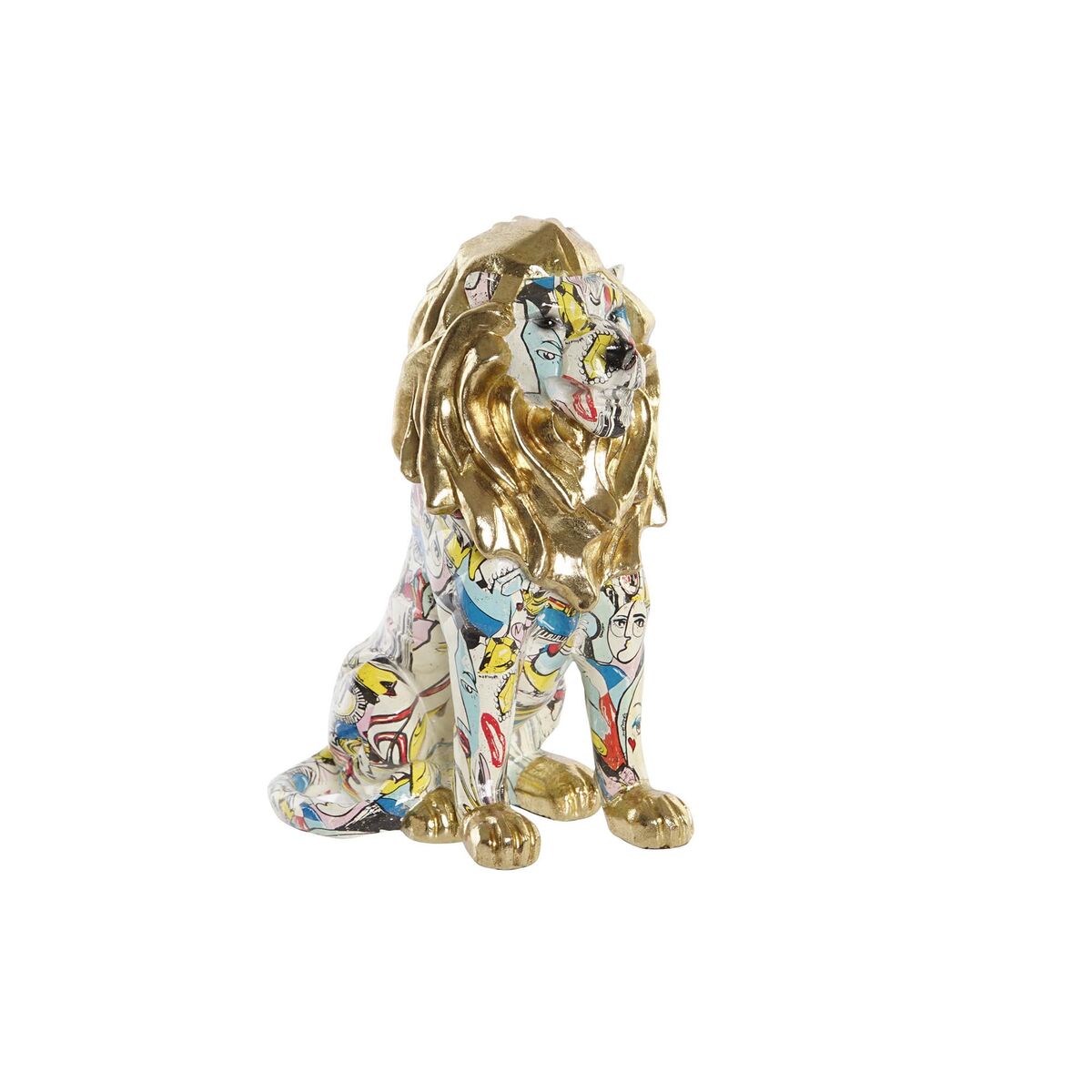 Figurine Décorative DKD Home Decor Doré Lion Résine Multicouleur Moderne (21 x 14,5 x 27 cm) (15 x 21 x 27 cm)