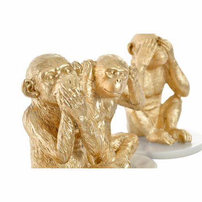 Figurine Décorative DKD Home Decor Blanc Doré Tropical Singes 10,5 x 10,5 x 18,5 cm (3 Pièces)