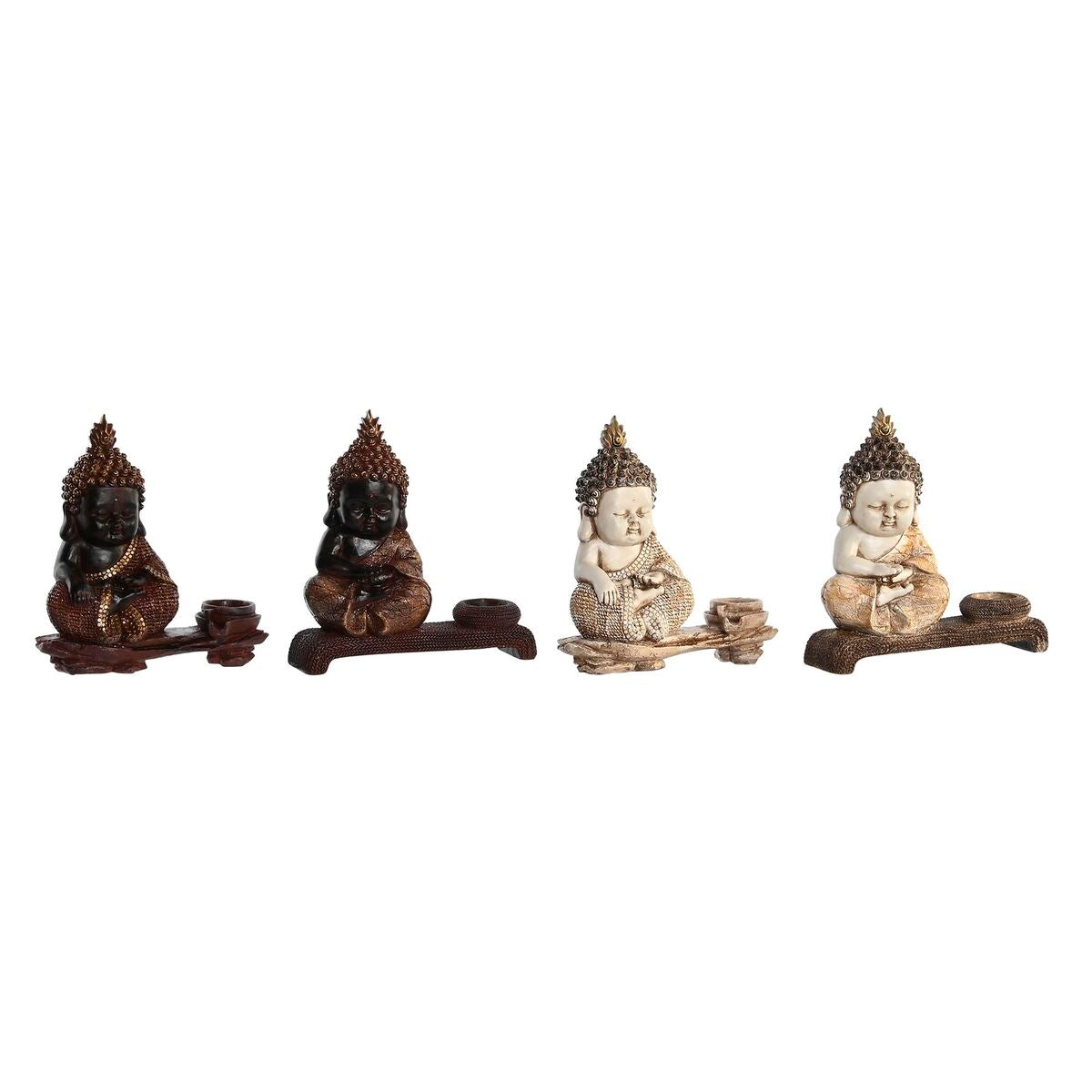 Figurine Décorative DKD Home Decor 22 x 8,2 x 23 cm Rouge Beige Buda Oriental (4 Pièces)