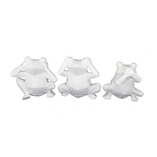 Figurine Décorative DKD Home Decor 18,5 x 13 x 17,8 cm Blanc Grenouille (3 Unités)