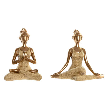 Figurine Décorative DKD Home Decor Doré Yoga 19,5 x 11,5 x 18 cm (2 Unités)