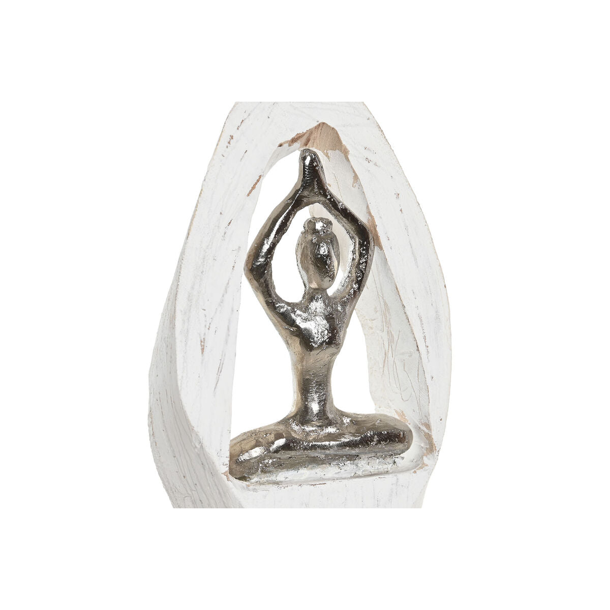 Figurine Décorative DKD Home Decor 56 x 8 x 31 cm Marron Aluminium Blanc Bois de manguier Yoga