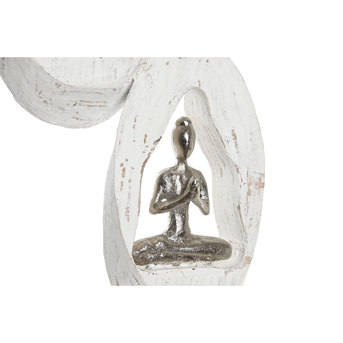 Figurine Décorative DKD Home Decor 18 x 9 x 69 cm Marron Aluminium Blanc Bois de manguier Yoga