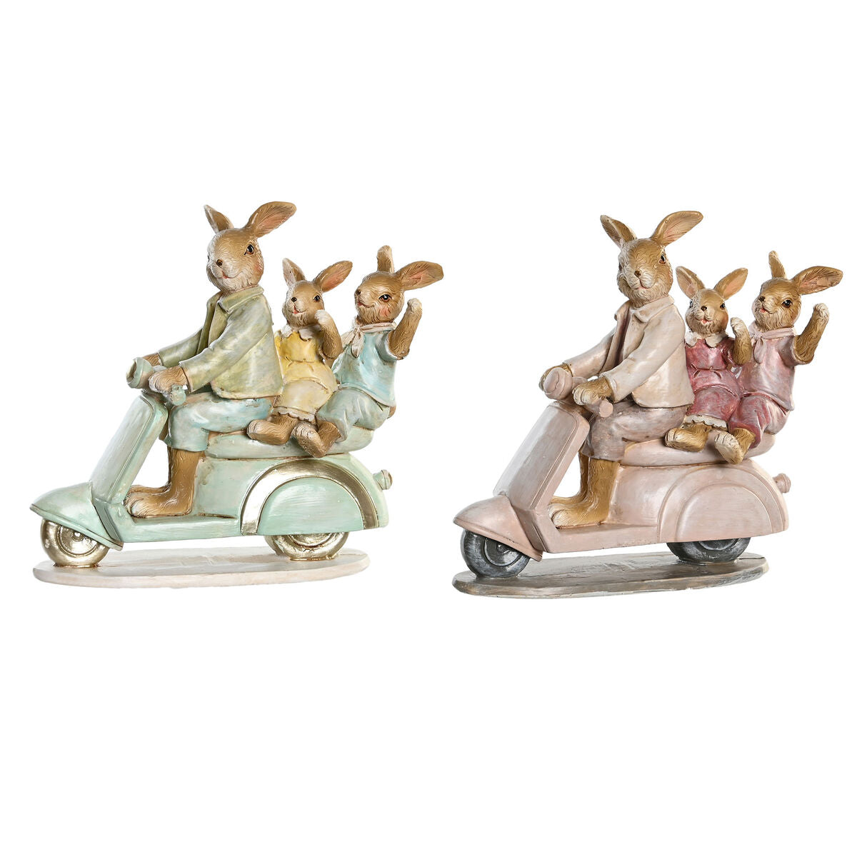 Figurine Décorative DKD Home Decor 17 x 7 x 15,5 cm Rose Lapin Vert (2 Unités)