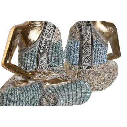 Figurine Décorative DKD Home Decor 23 x 13 x 34 cm Bleu Buda Turquoise Oriental Décapé (2 Unités)