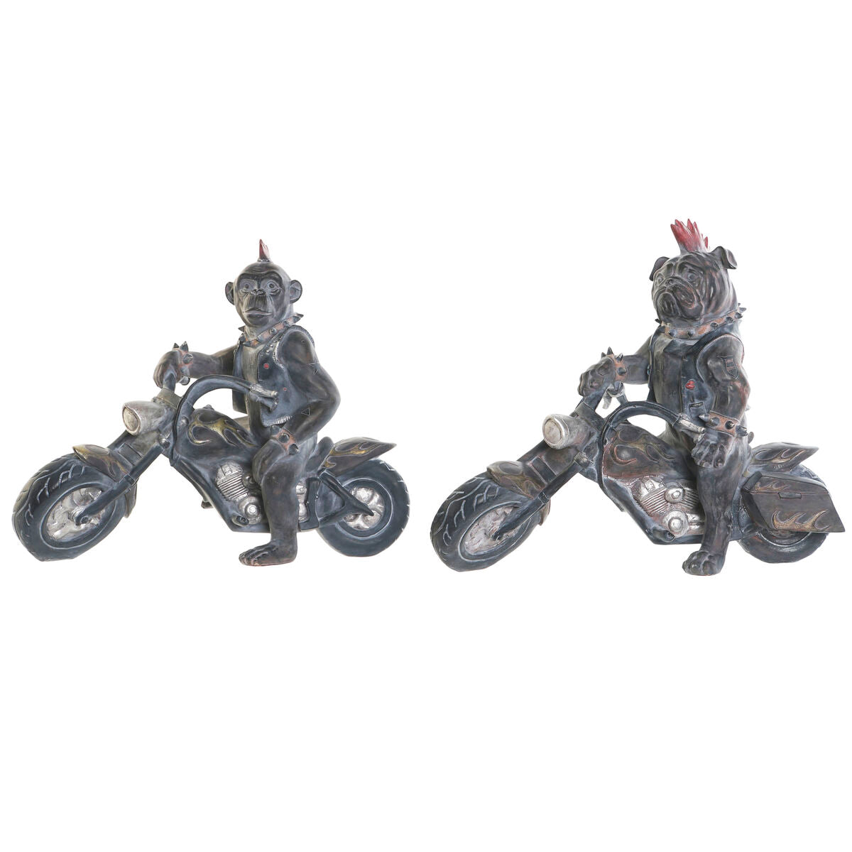 Figurine Décorative Home ESPRIT Gris foncé Motard 24 x 15 x 29 cm (2 Unités)