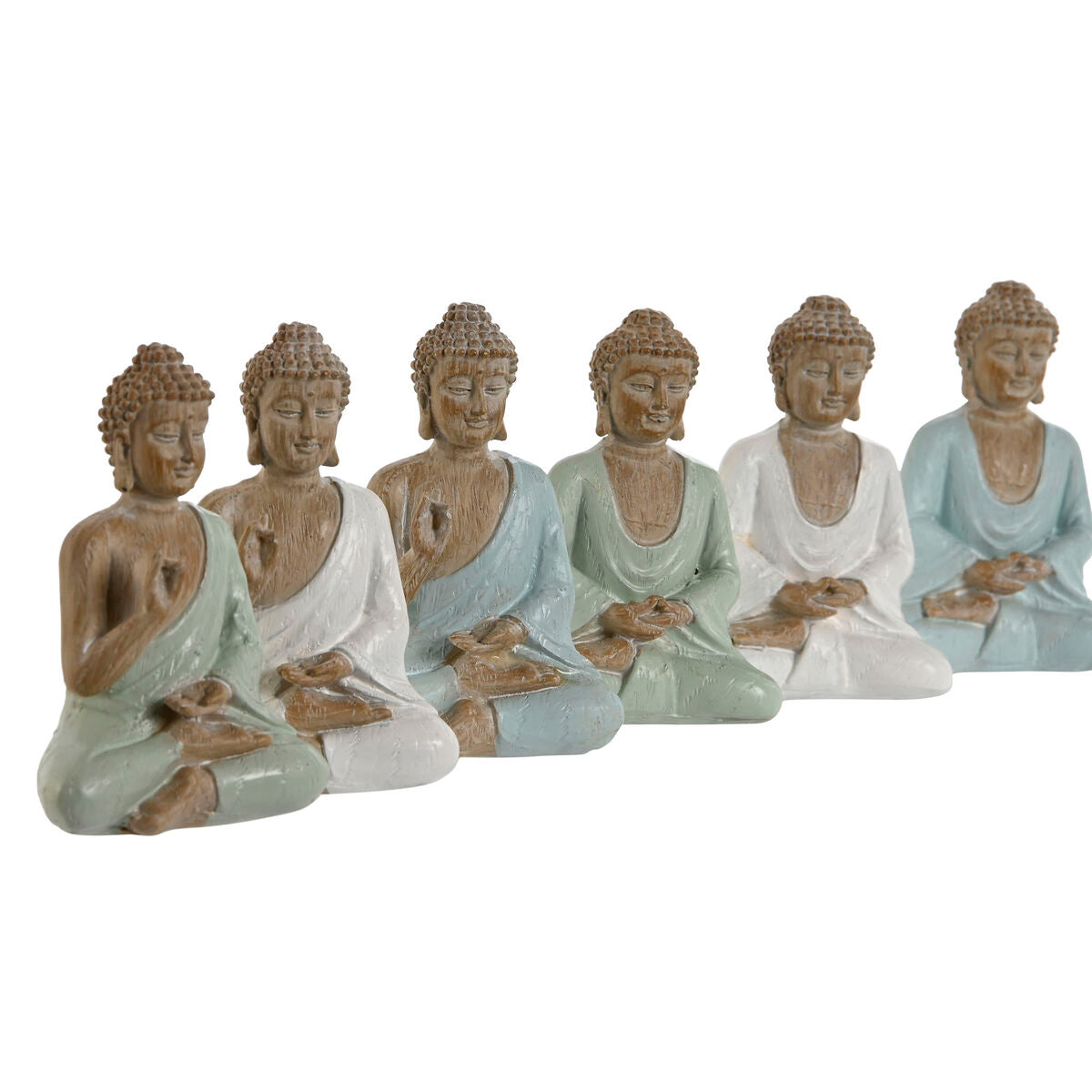 Figurine Décorative Home ESPRIT Blanc Vert Turquoise Buda Oriental 6 x 4 x 8,5 cm (6 Unités)