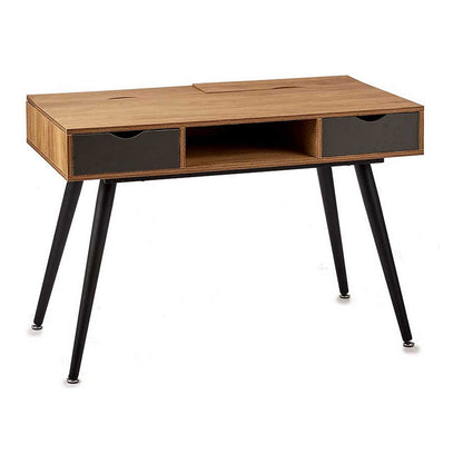 Bureau Noir Marron Métal Bois (60 x 75 x 110 cm)