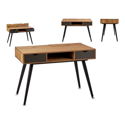 Bureau Noir Marron Métal Bois (60 x 75 x 110 cm)