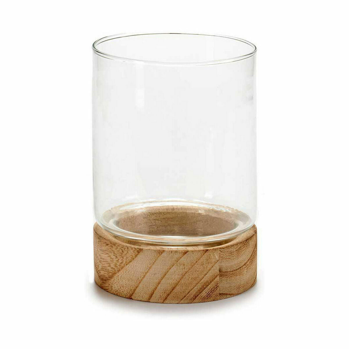 Bougeoir Marron Transparent Bois Verre 11,5 x 16 x 11,5 cm (12 Unités)