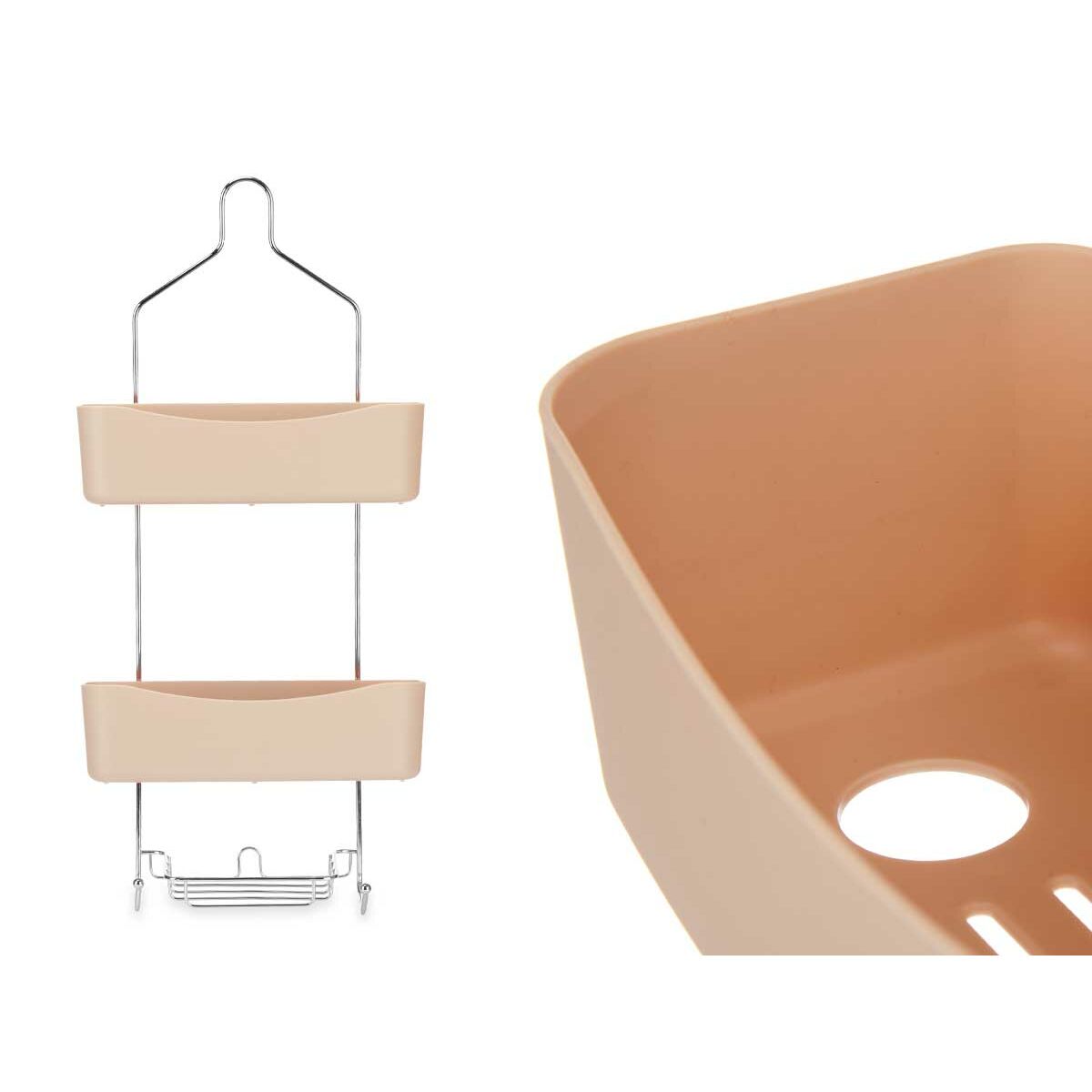 Rangement de douche 28 x 60 x 14 cm Beige Métal Plastique (6 Unités)