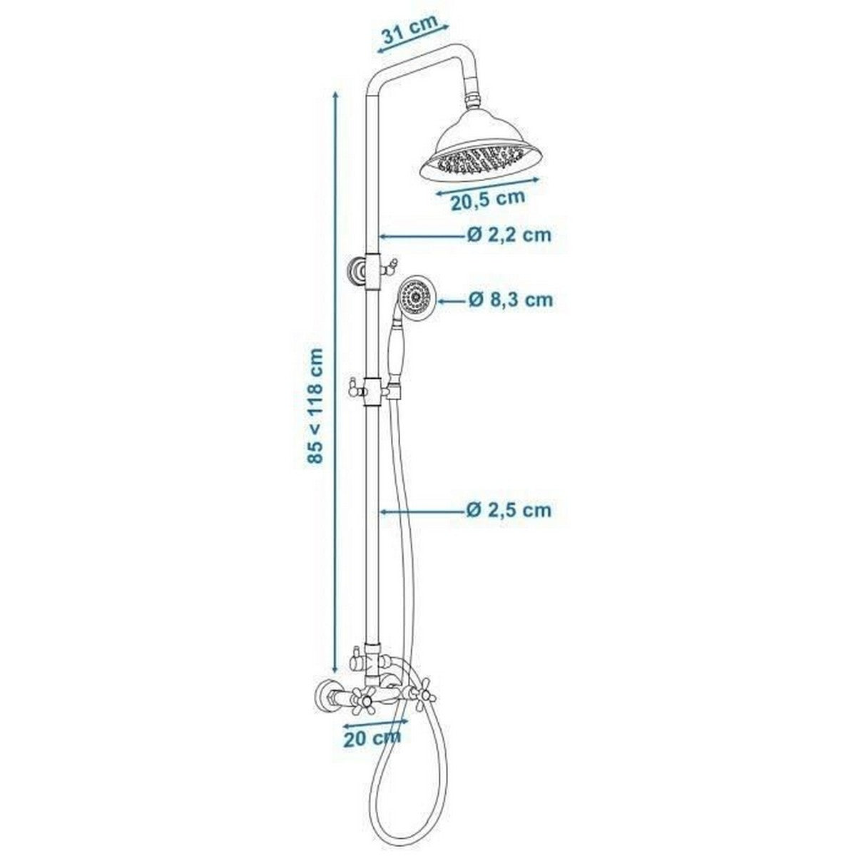 Colonne de douche ROUSSEAU Acier inoxydable Bronze