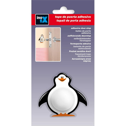 Butée Inofix Portes Pingouin Adhésif Blanc/Noir PVC