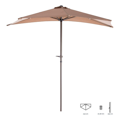 Parasol 240 x 125 x 250 cm Taupe Aluminium