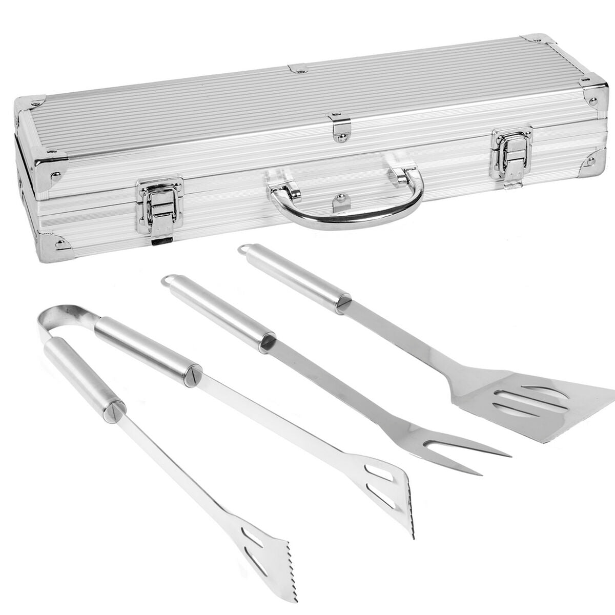 Kit d’Ustensiles pour Barbecue avec Mallette de Transport Acier inoxydable 37 x 10 x 8 cm