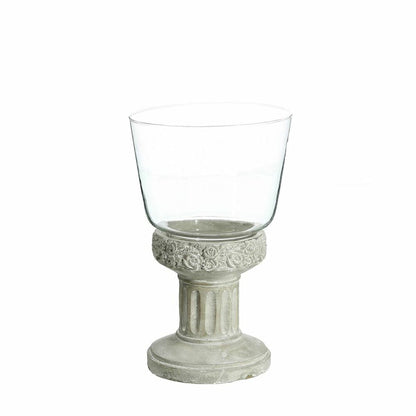 Bougeoir Verre Gris Ciment 17,5 x 17,5 x 29,5 cm