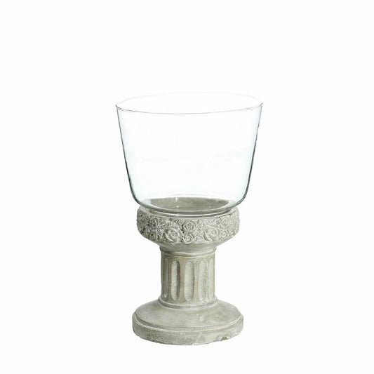 Bougeoir Verre Gris Ciment 17,5 x 17,5 x 29,5 cm