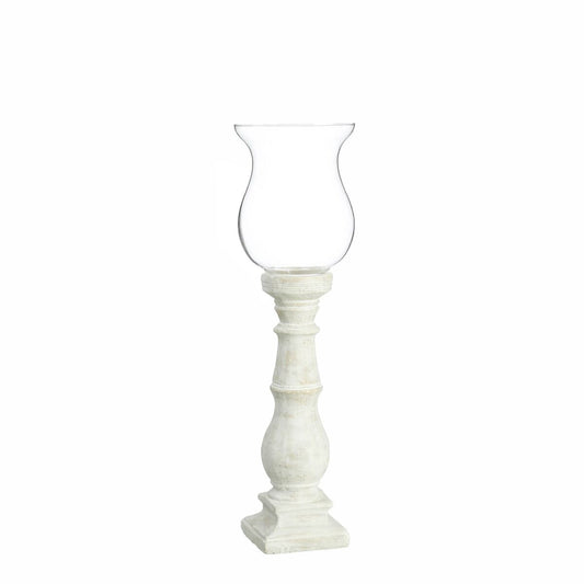 Bougeoir Verre Ciment Blanc 20,5 x 20,5 x 71 cm