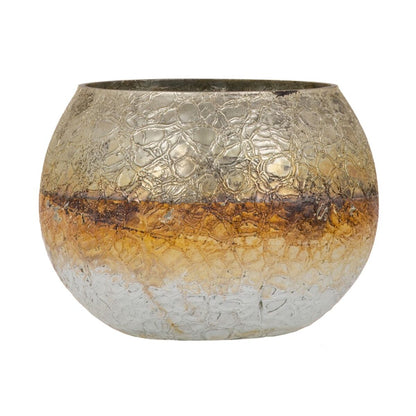 Bougeoir Verre Gris Blanc 18 x 18 x 14 cm