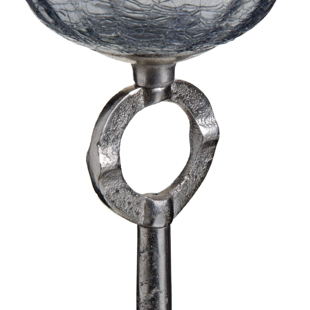 Bougeoir Verre Gris Métal 13 x 13 x 38 cm