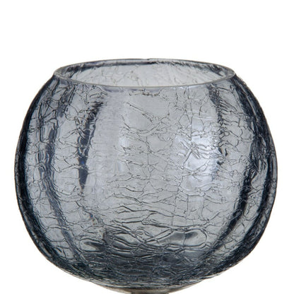 Bougeoir Verre Gris Métal Argent  13 x 13 x 56 cm