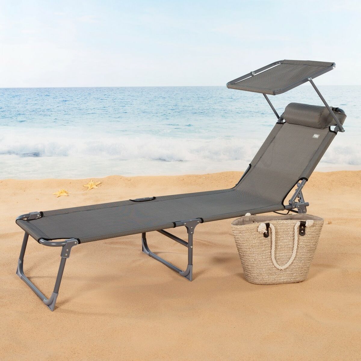 Chaise longue Aktive Pliable Parasol Gris