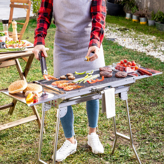 Barbecue au Charbon de Bois Pliable en Acier Inoxydable